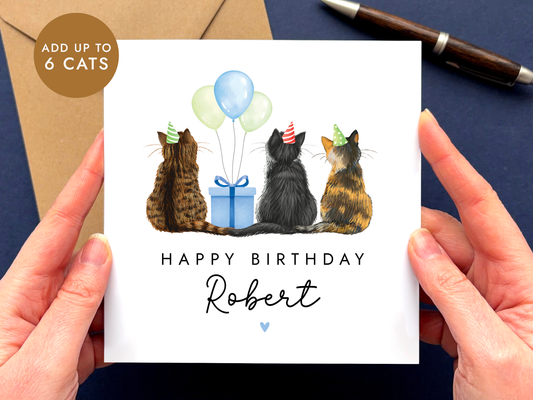 Personalised Cat Birthday Card for Him