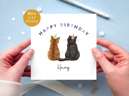 Personalised Cats Birthday Card for Him or Her