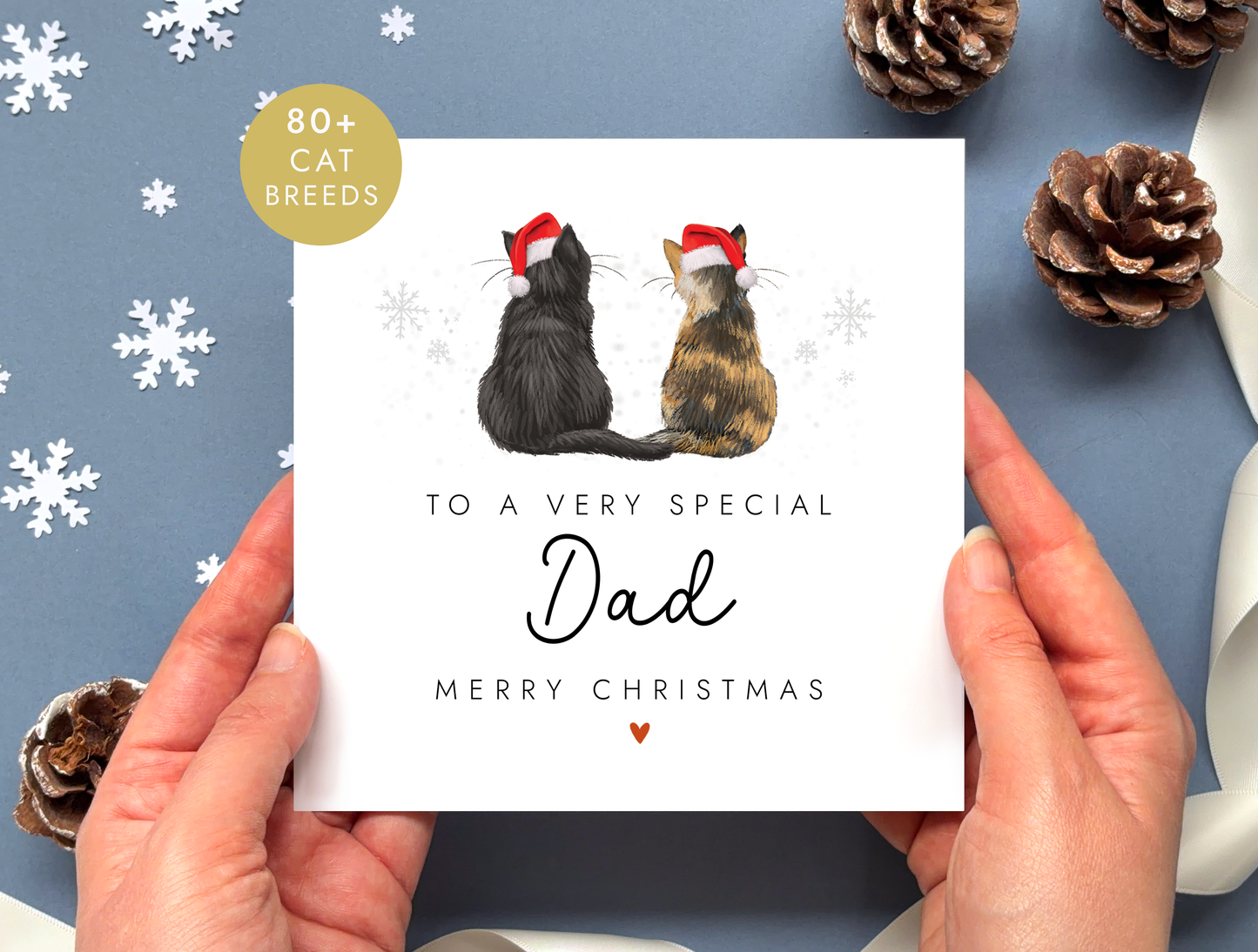 Personalised Cat Christmas Card for Dad