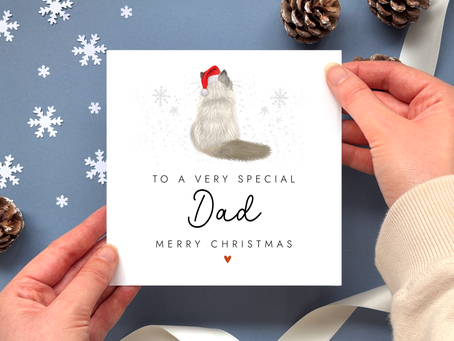 Personalised Cat Christmas Card for Dad