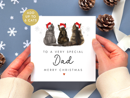 Personalised Cat Christmas Card for Dad
