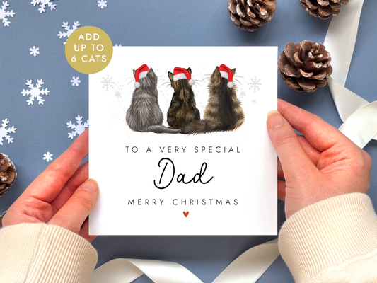 Personalised Cat Christmas Card for Dad