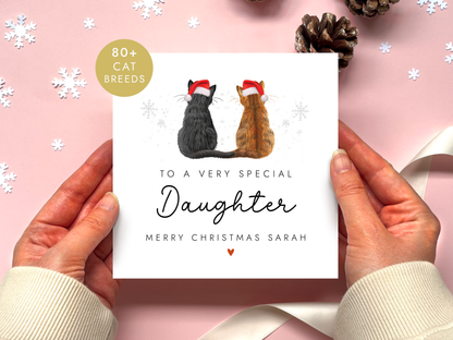 Personalised Cat Christmas Card for Daughter