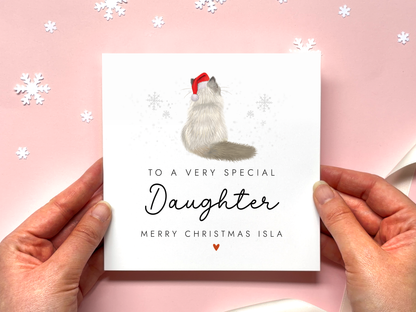 Personalised Cat Christmas Card for Daughter