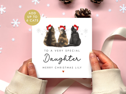 Personalised Cat Christmas Card for Daughter