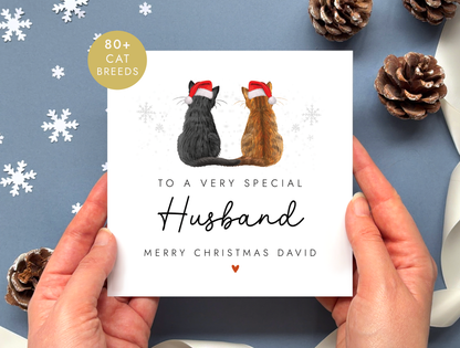 Personalised Cat Christmas Card for Husband