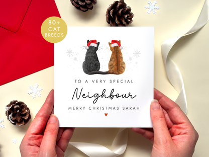 Personalised Cat Christmas Card for Neighbour