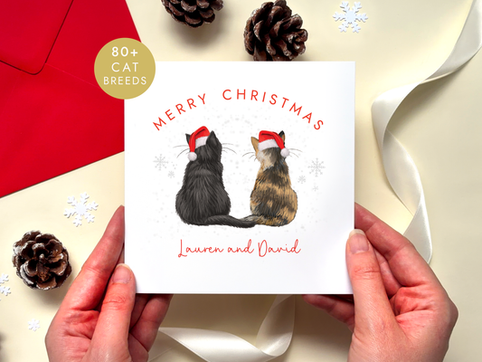 Personalised Cats Christmas Card for Couple