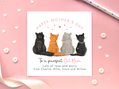 Personalised Cats Mothers Day Card