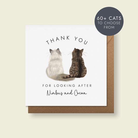 Personalised Two Cats Thank You Card