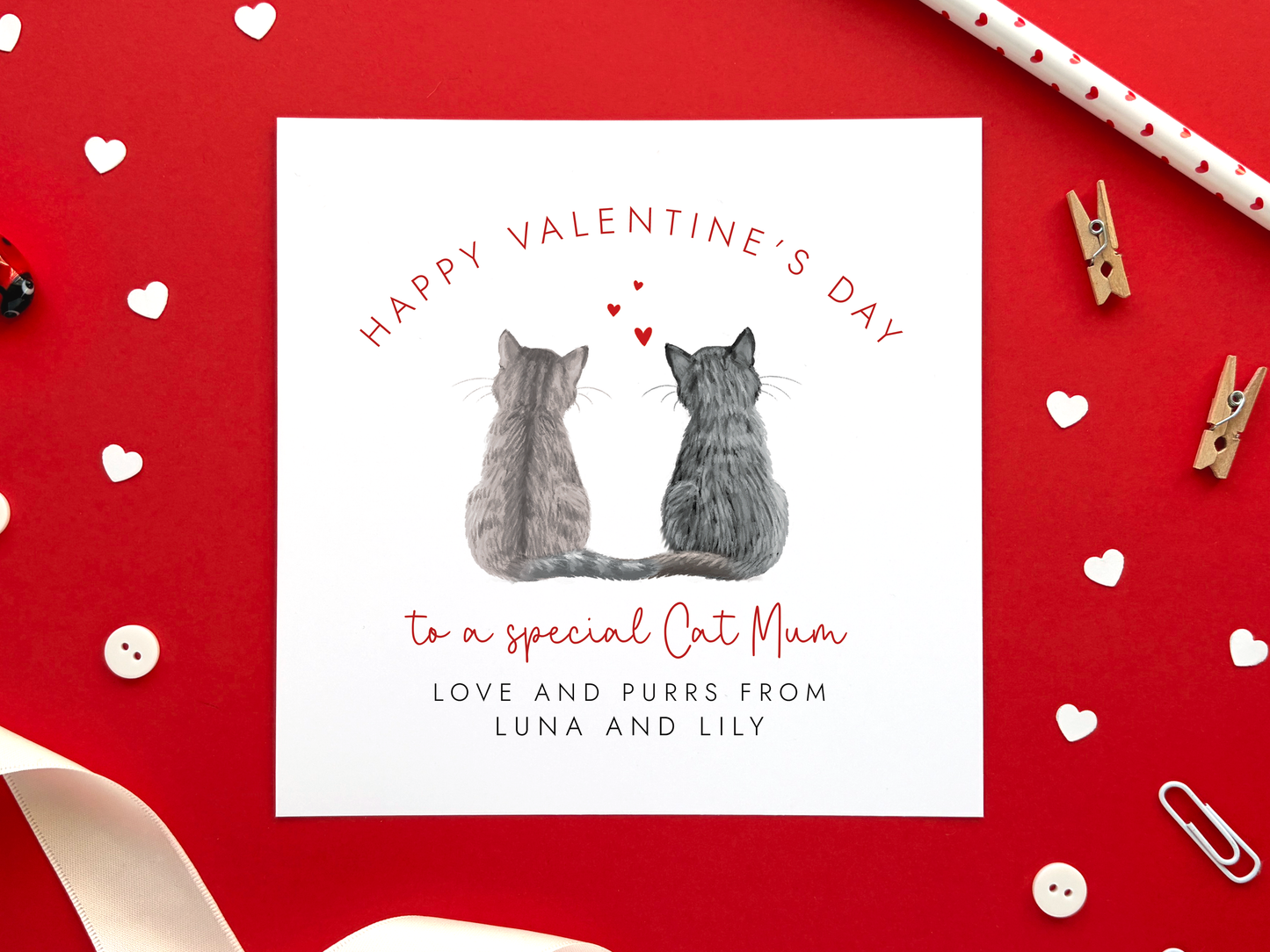 Personalised Cats Valentine's Day Card for Cat Mum