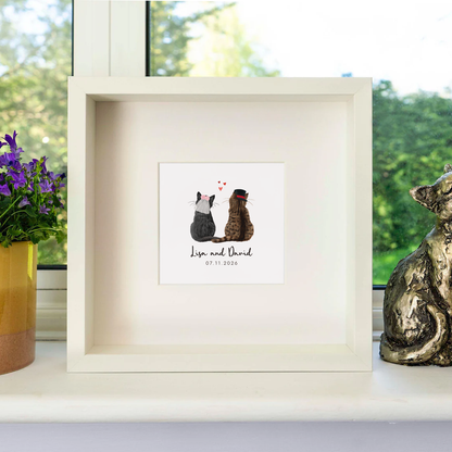 Personalised Cats Wedding Art Print