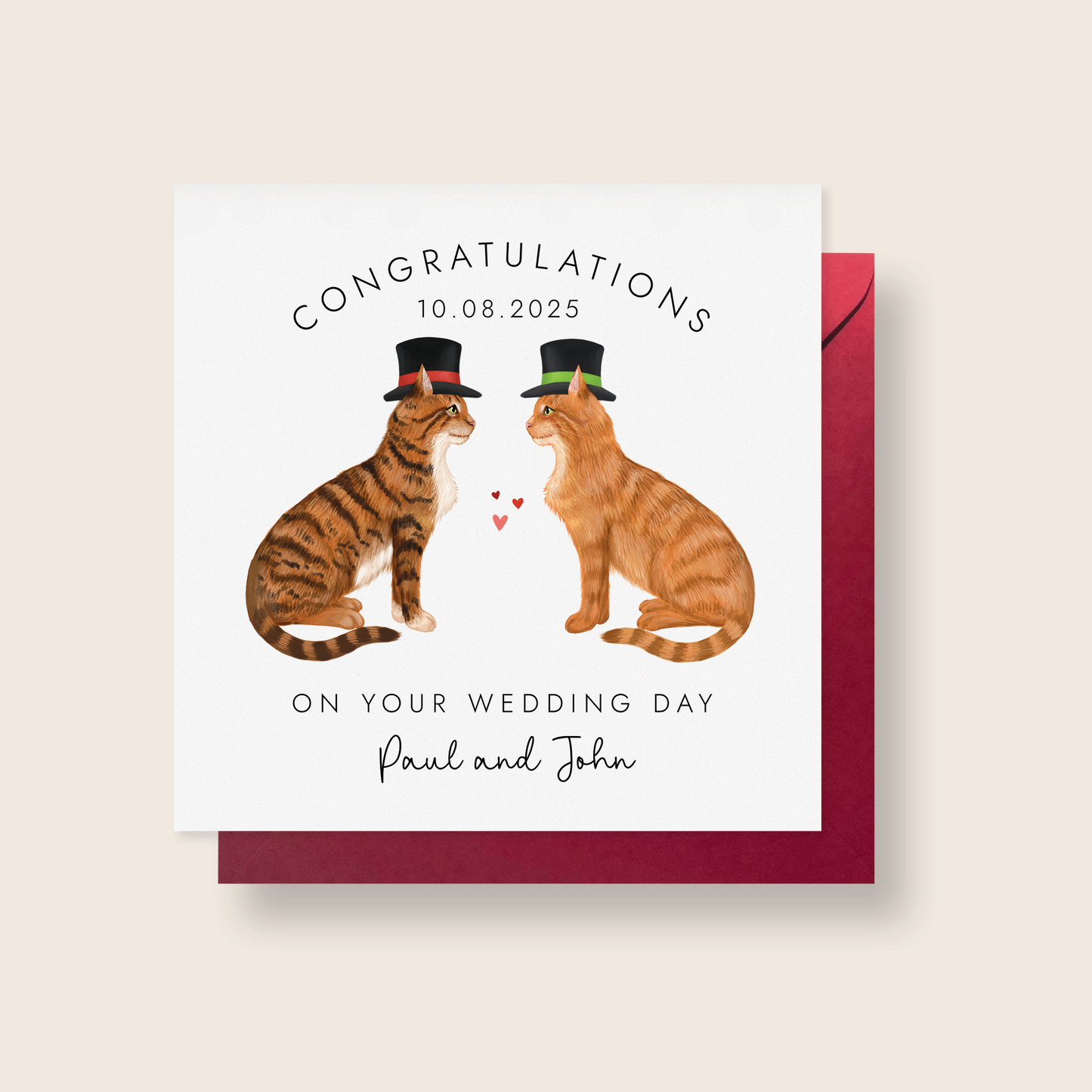 Personalised Cats Mr and Mr Wedding Card