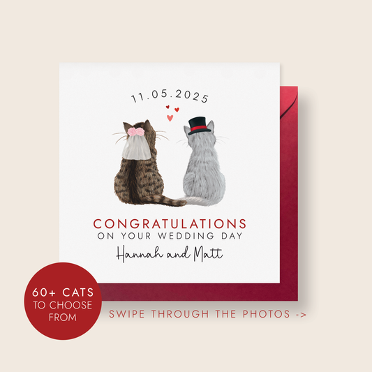 Personalised Cats Wedding Card