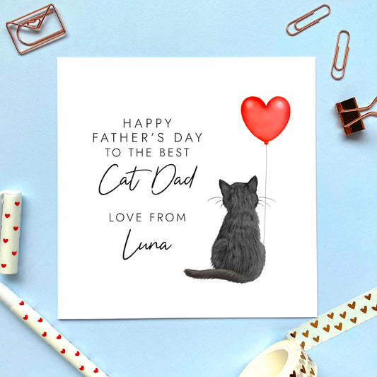 A personalised Fathers Day Card to the best Cat Dad from a black cat.