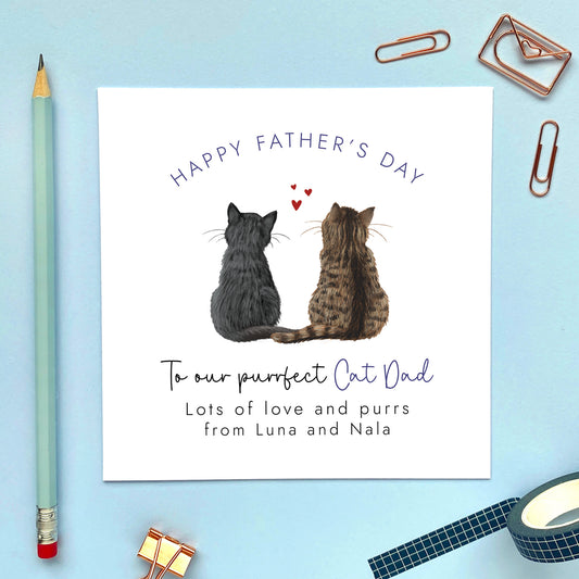 Custom From Two Cats Fathers Day Card for Cat Dad