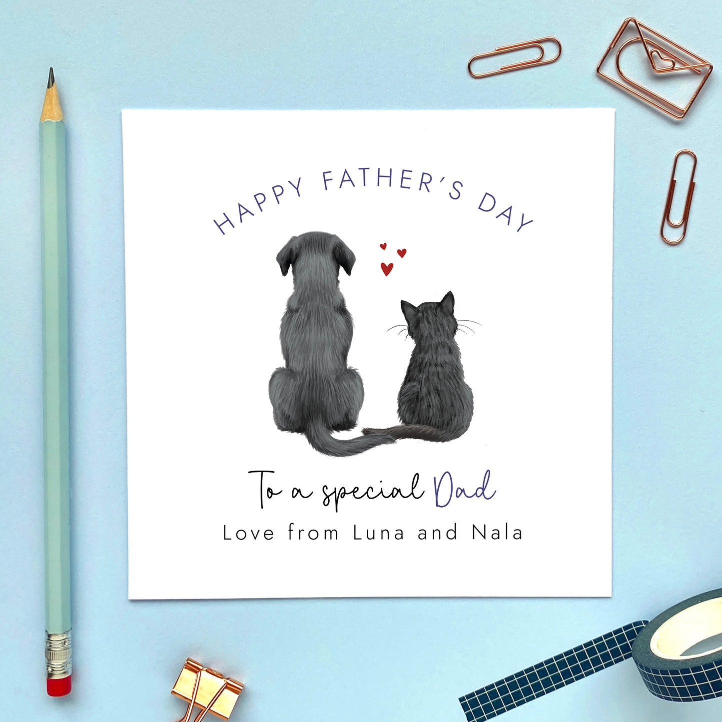 Custom From the Cat and Dog Fathers Day Card