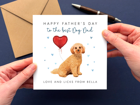 Personalised Golden Cockapoo Father's Day Card for Dog Dad