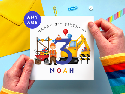 Personalised Construction Birthday Card