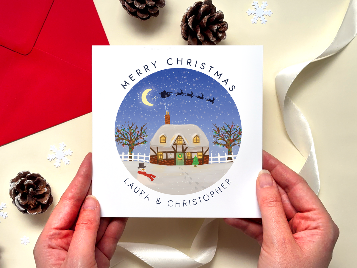 Personalised Country Cottage Christmas Card