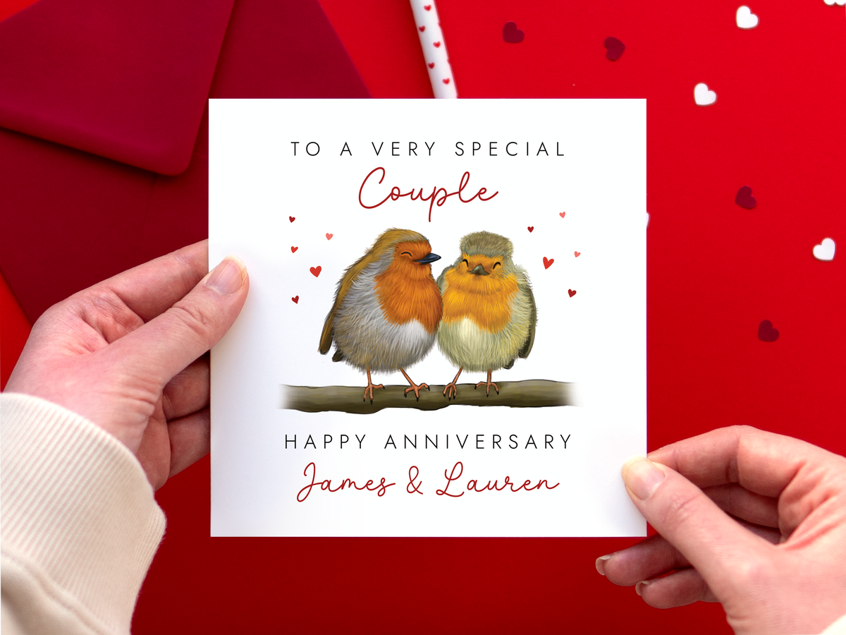 Personalised Robins Anniversary Card for Couple
