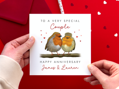 Personalised Robins Anniversary Card for Couple