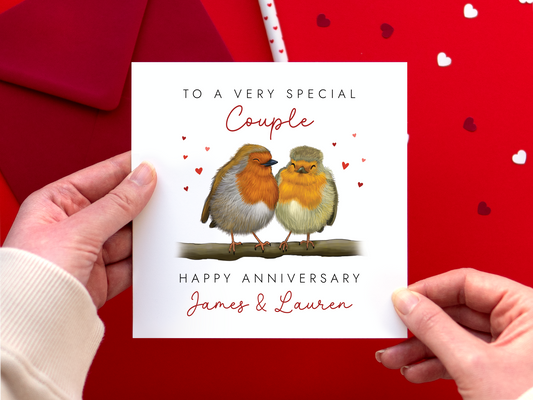 Personalised Robins Anniversary Card for Couple
