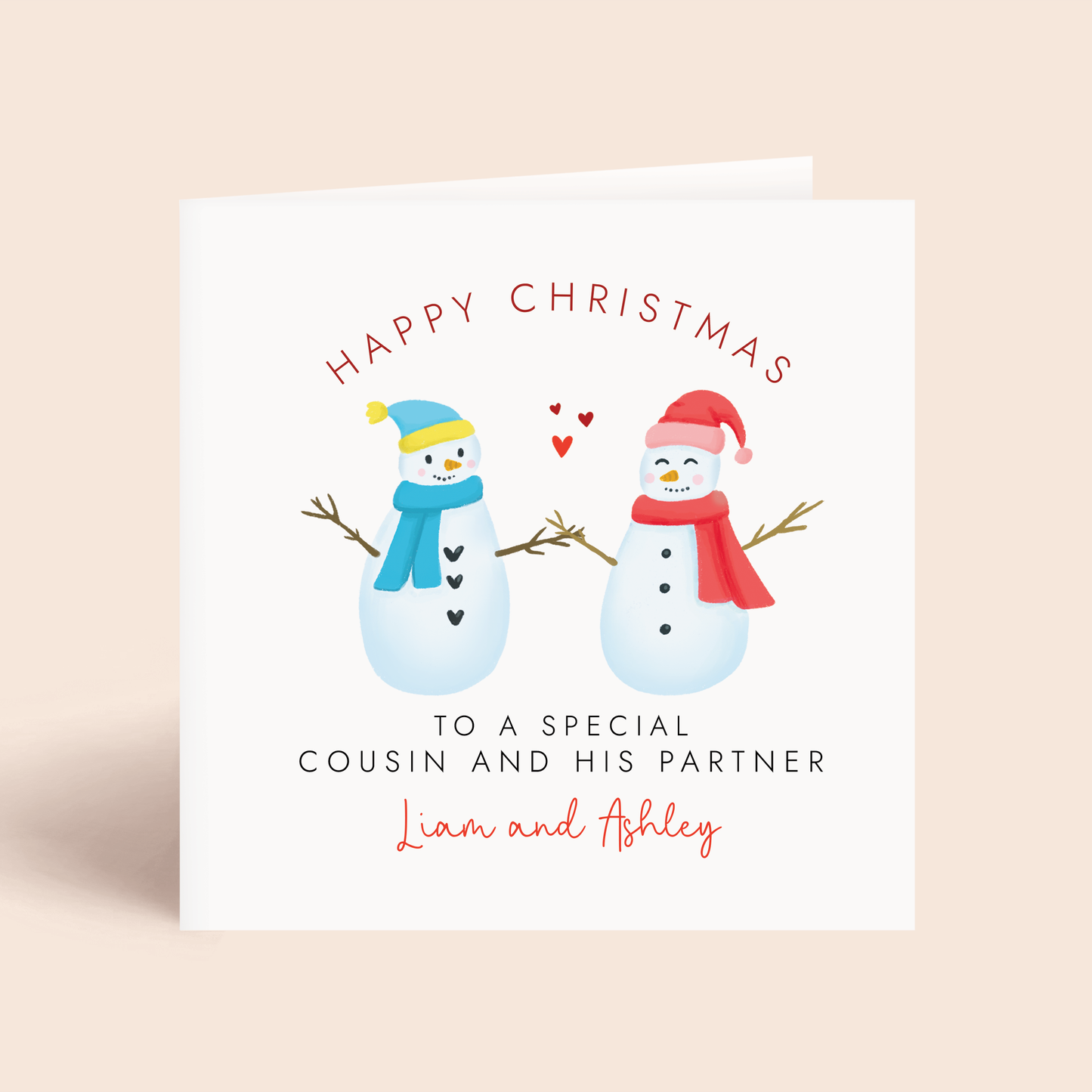 Personalised Christmas Card for a special Cousin and Partner