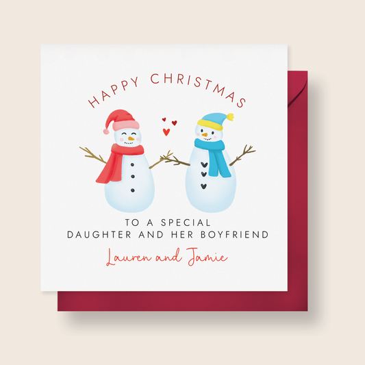Personalised Christmas Card for a special Daughter and her Boyfriend