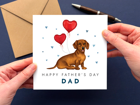 Personalised Dachshund Father's Day Card for Dad