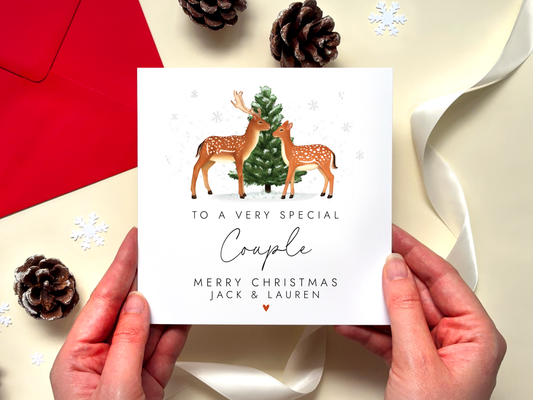 Personalised Deer Couple Christmas Card