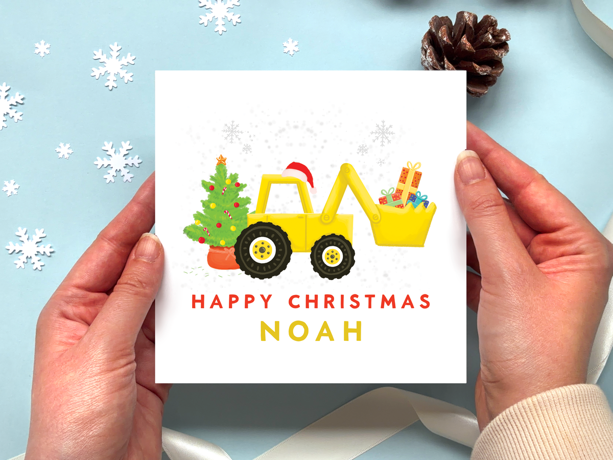 Personalised Digger Christmas Card