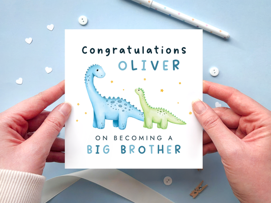 Personalised Dinosaurs New Big Brother Card