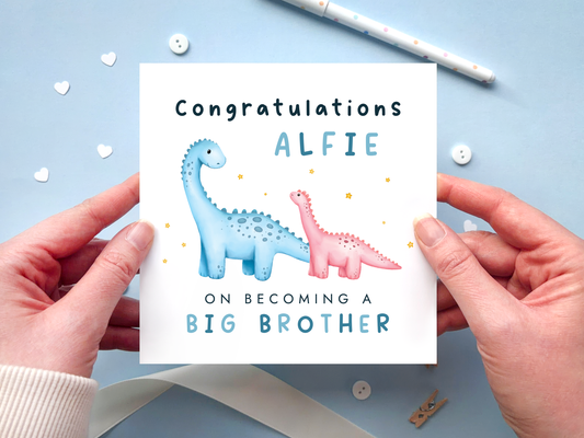Personalised Dinosaurs New Big Brother Card