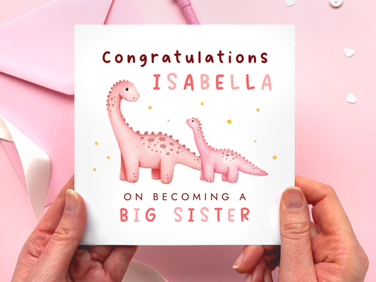 Personalised Dinosaurs New Big Sister Card