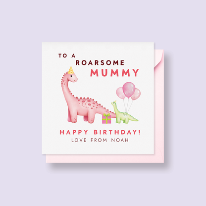 Personalised Dinosaurs Birthday Card for Mummy