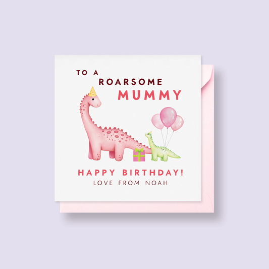 Personalised Dinosaurs Birthday Card for Mummy