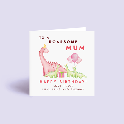 Personalised Dinosaurs Birthday Card for Mummy