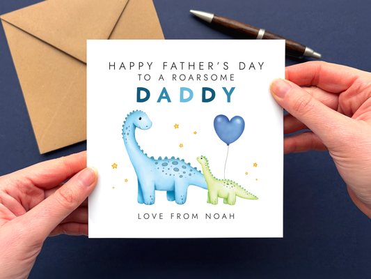 Personalised Dinosaur Fathers Day Card for Daddy