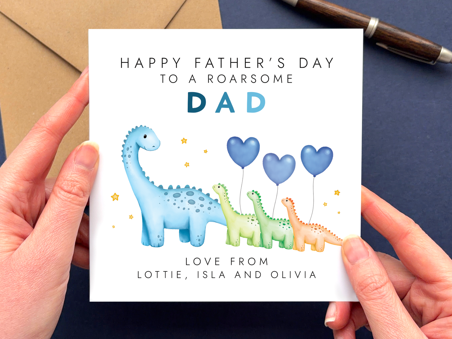 Personalised Dinosaur Fathers Day Card for Daddy