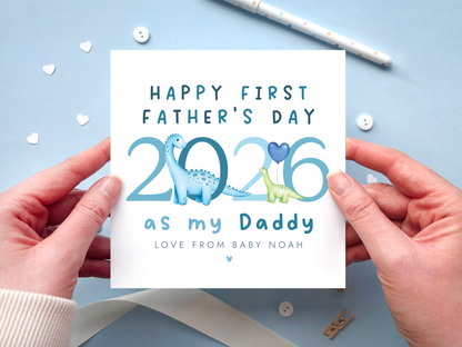 Personalised Dinosaur First Fathers Day Card for Daddy