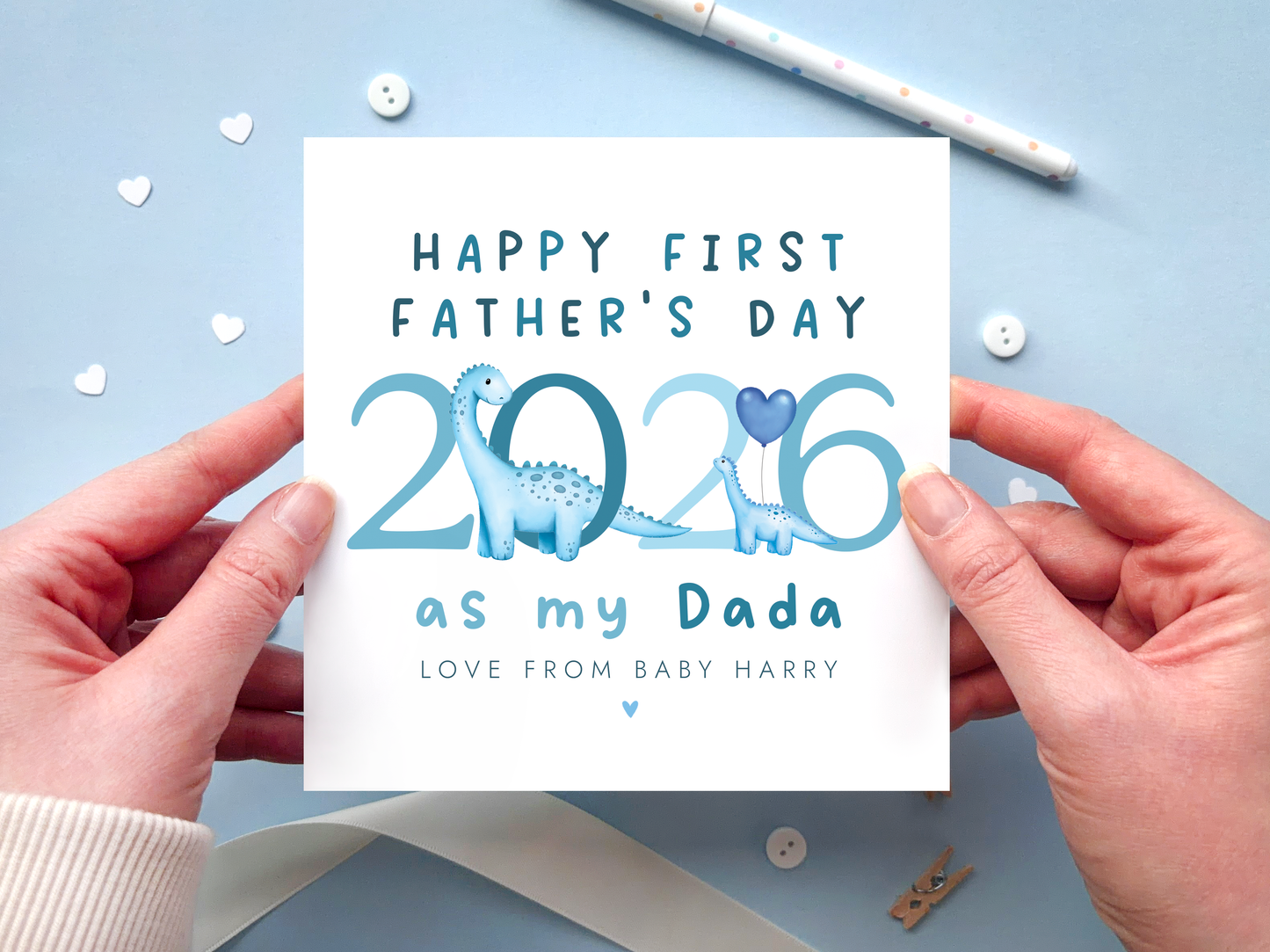 Personalised Dinosaur First Fathers Day Card for Daddy