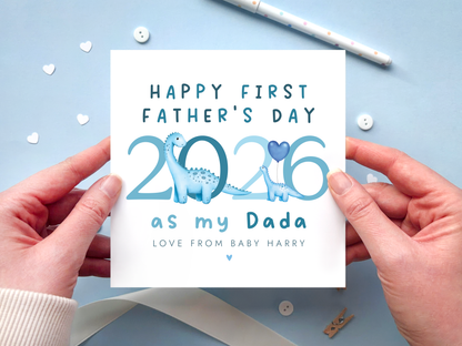 Personalised Dinosaur First Fathers Day Card for Daddy
