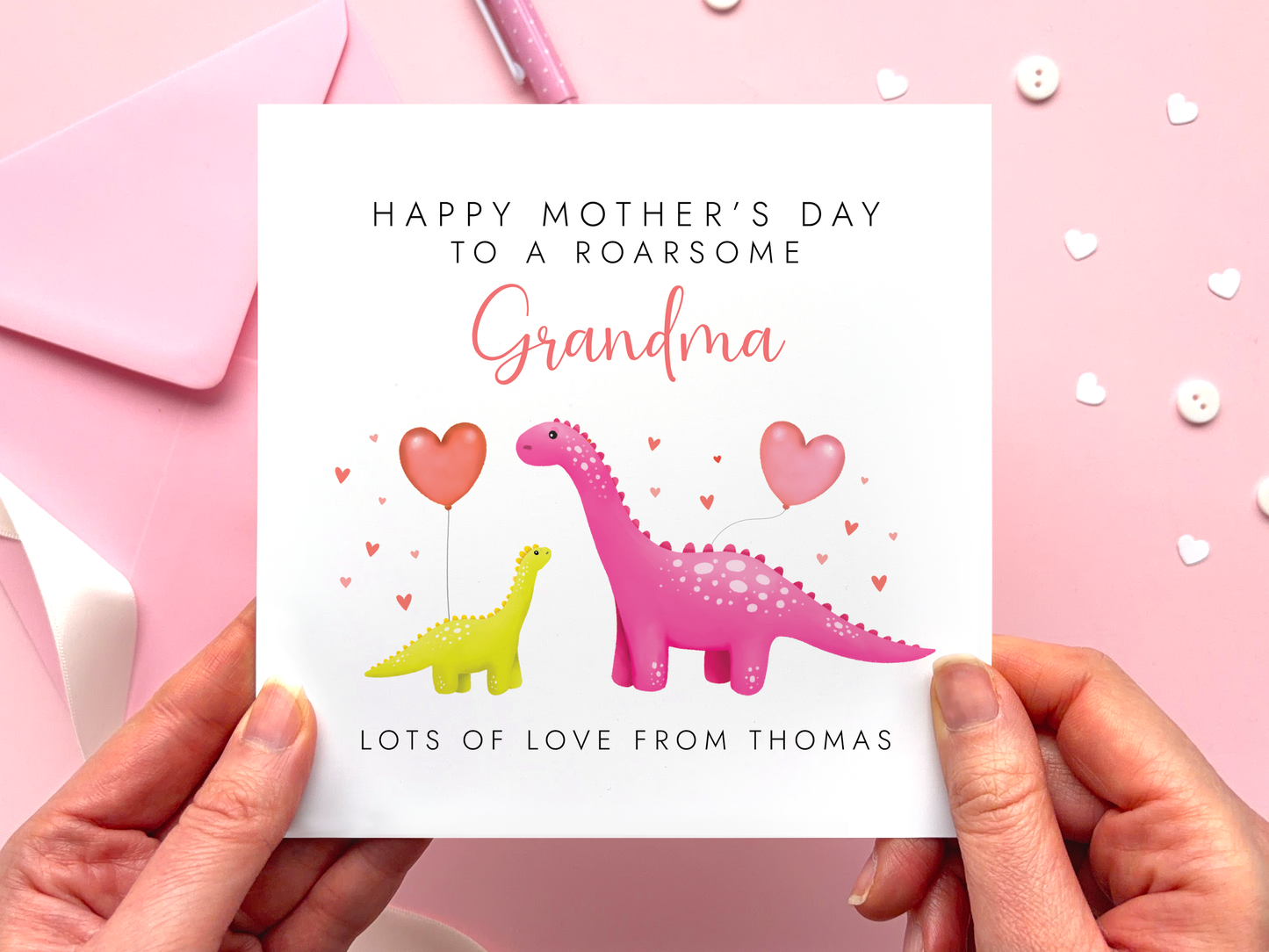 Personalised Dinosaur Mothers Day Card from Children