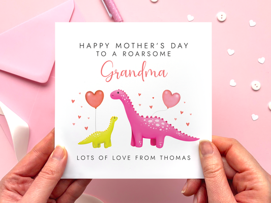 Personalised Dinosaur Mother's Day Card for Grandma