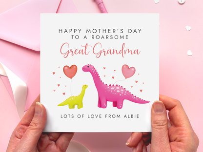 Personalised Dinosaur Mothers Day Card from Children
