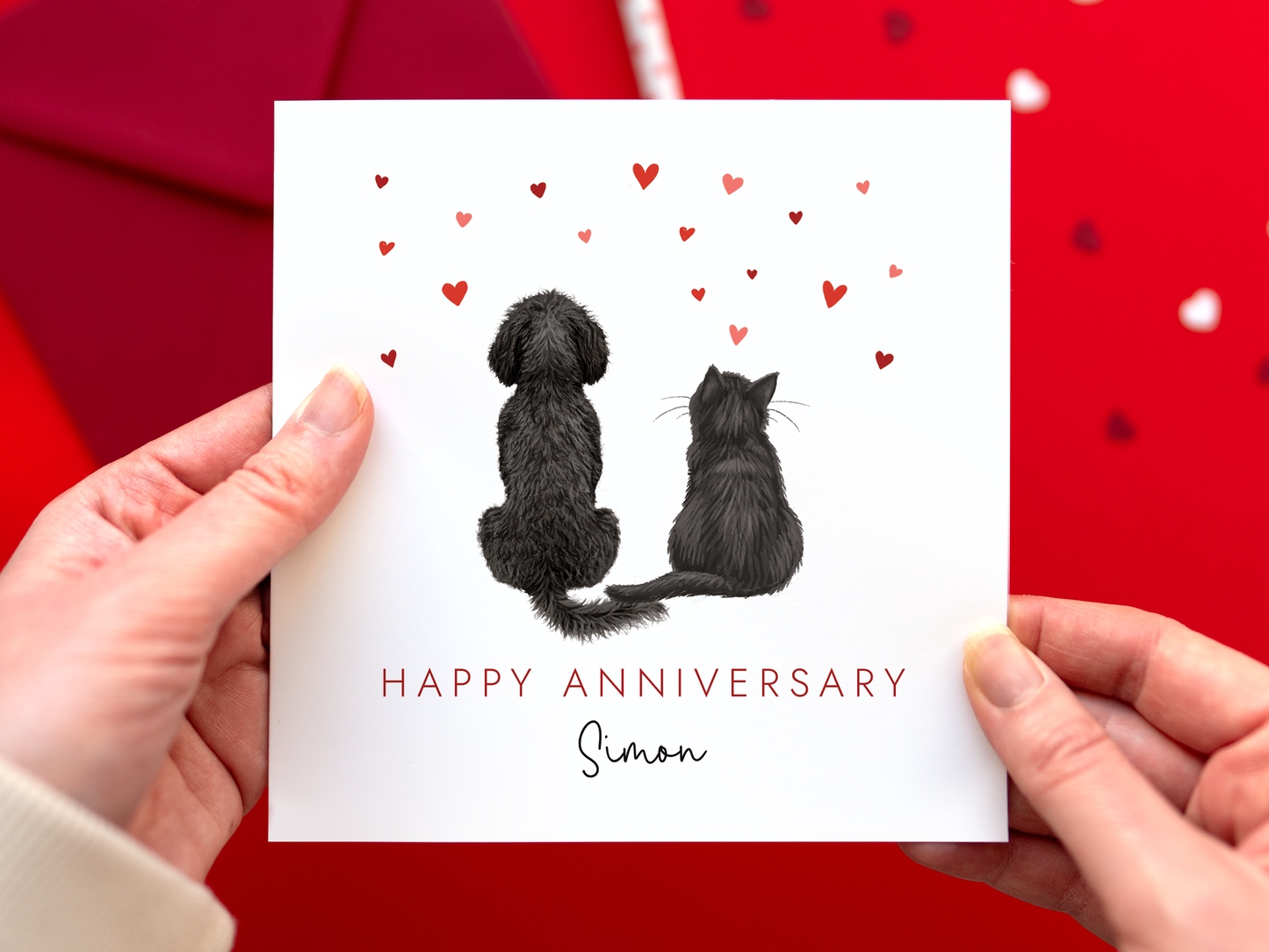 Personalised Cat and Dog Anniversary Card