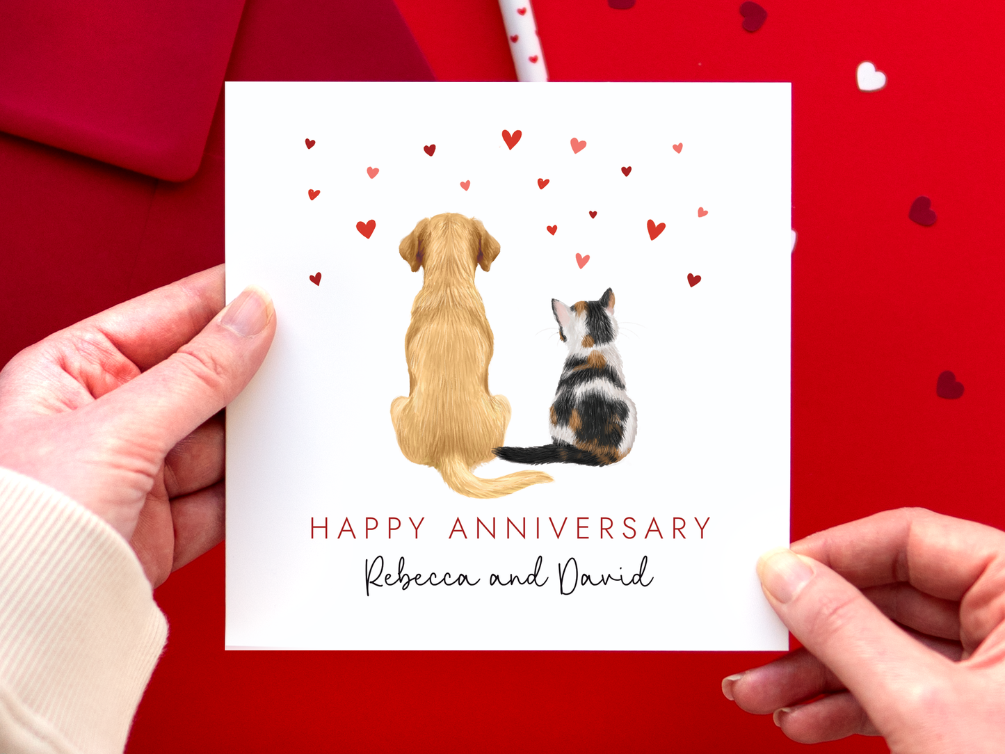 Personalised Cat and Dog Anniversary Card