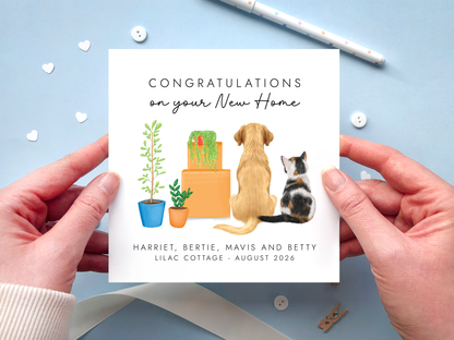 Personalised Cat and Dog New Home Card