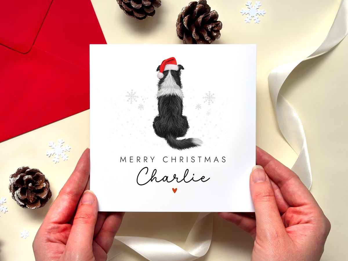 Personalised Border Collie Dog Christmas Card